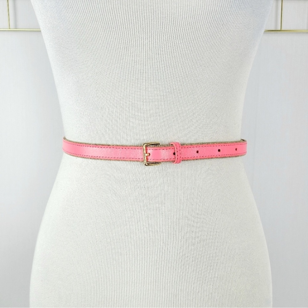 J. Crew Pink Chain Trim Genuine Leather Belt